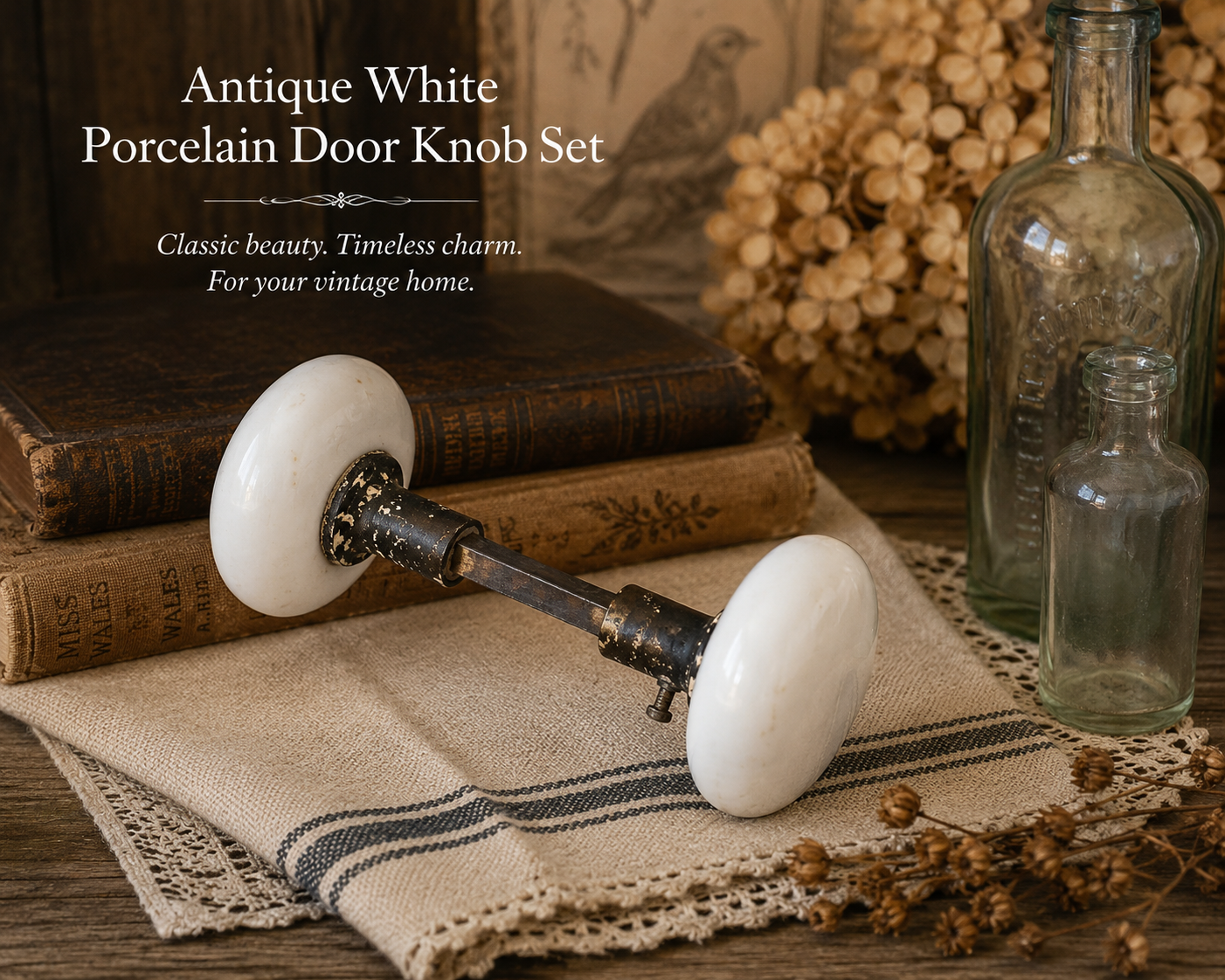 Antique Porcelain Door Knob Set