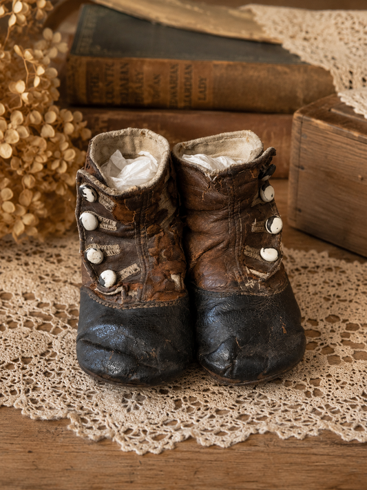 Antique Children’s Leather Button Boots | Primitive Nursery Decor | Vintage