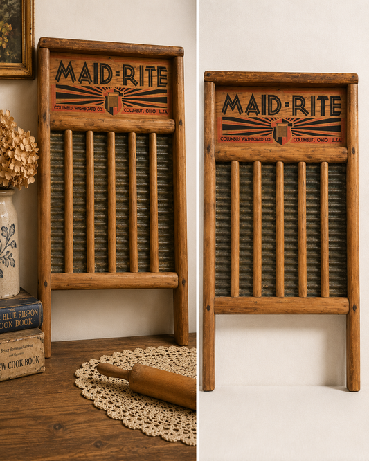 Vintage Maid-Rite Washboard | Columbus Washboard Co. Advertising | Primitive Farmhouse Wall Decor