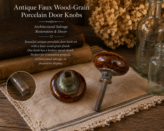 Antique Faux Wood-Grain Porcelain Doorknob